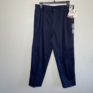 FLYERS Tropical Sportswear Mens Navy Blue Chino Pants NEW Cotton Pleated 36 x 30